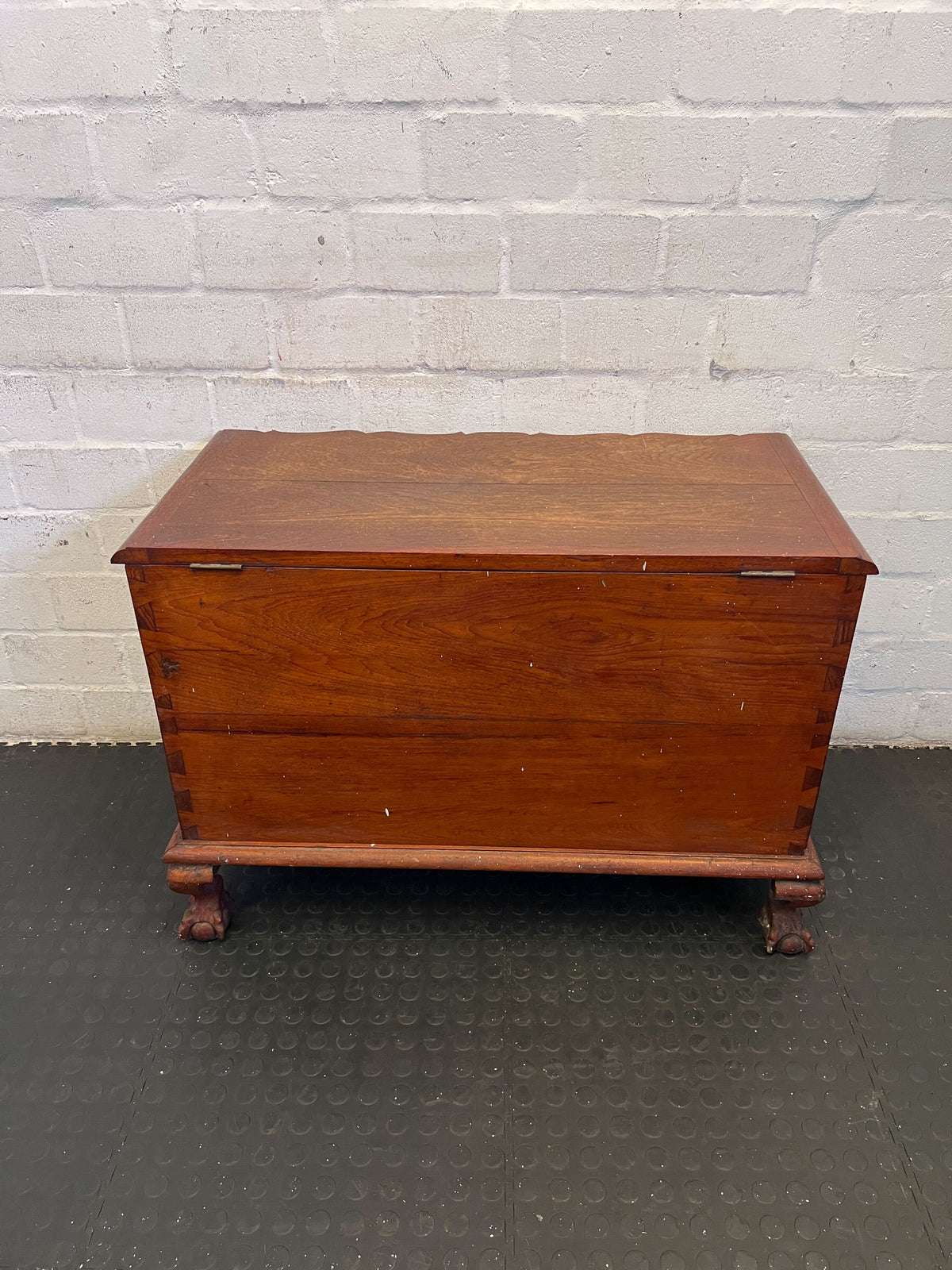 Vintage Carved Wooden Storage Chest with Claw Feet