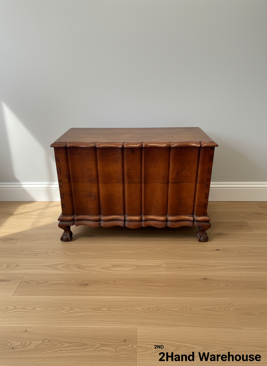 Vintage Carved Wooden Storage Chest with Claw Feet