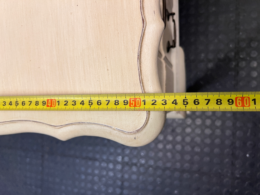 Vintage Cream Wooden Dressing Table with Arched Mirror — Structurally Good with Cosmetic Damage