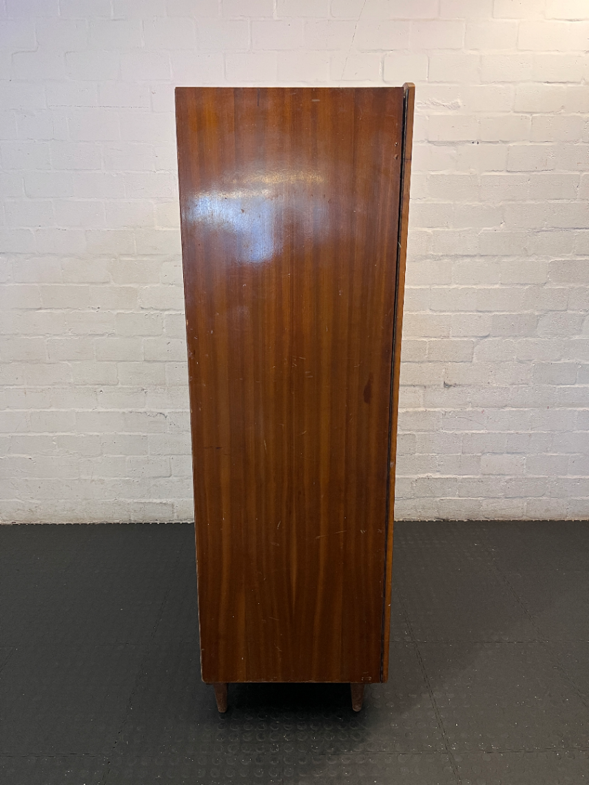 Vintage Curved Wood Wardrobe - Fair Condition (Visible Damage) - 2ndhandwarehouse.com