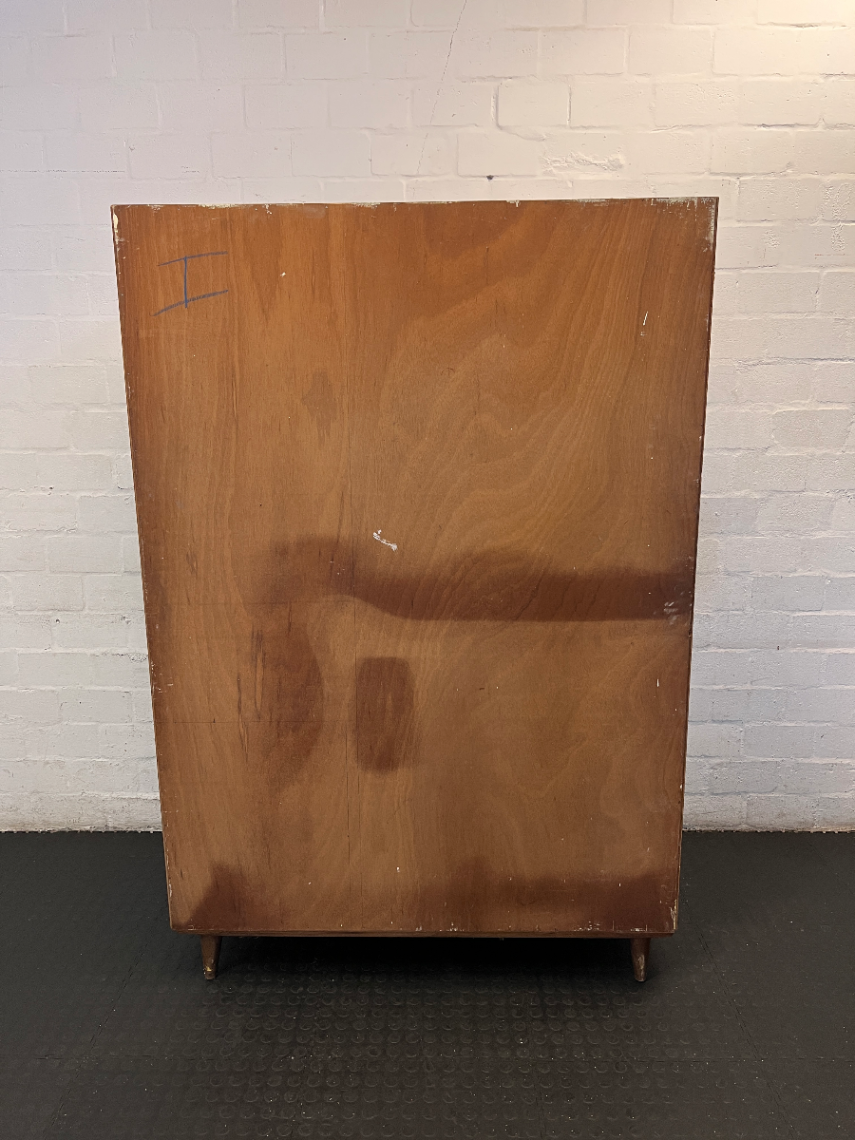 Vintage Curved Wood Wardrobe - Fair Condition (Visible Damage) - 2ndhandwarehouse.com