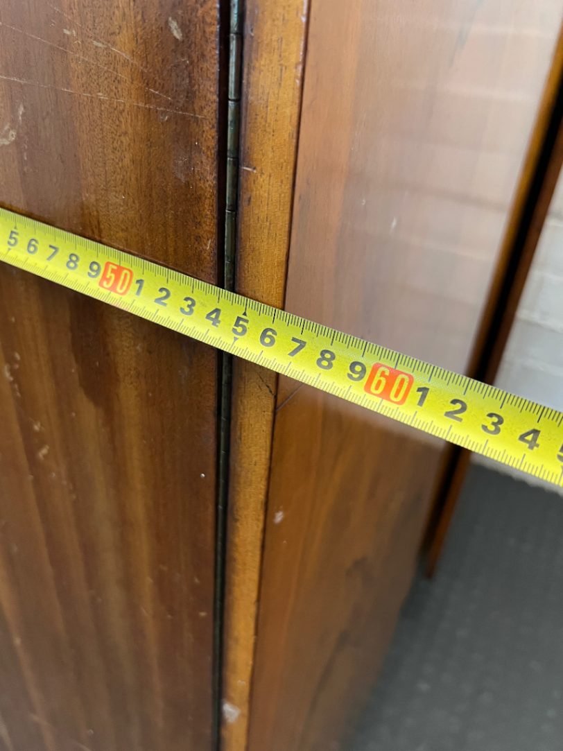 Vintage Curved Wood Wardrobe - Fair Condition (Visible Damage) - 2ndhandwarehouse.com