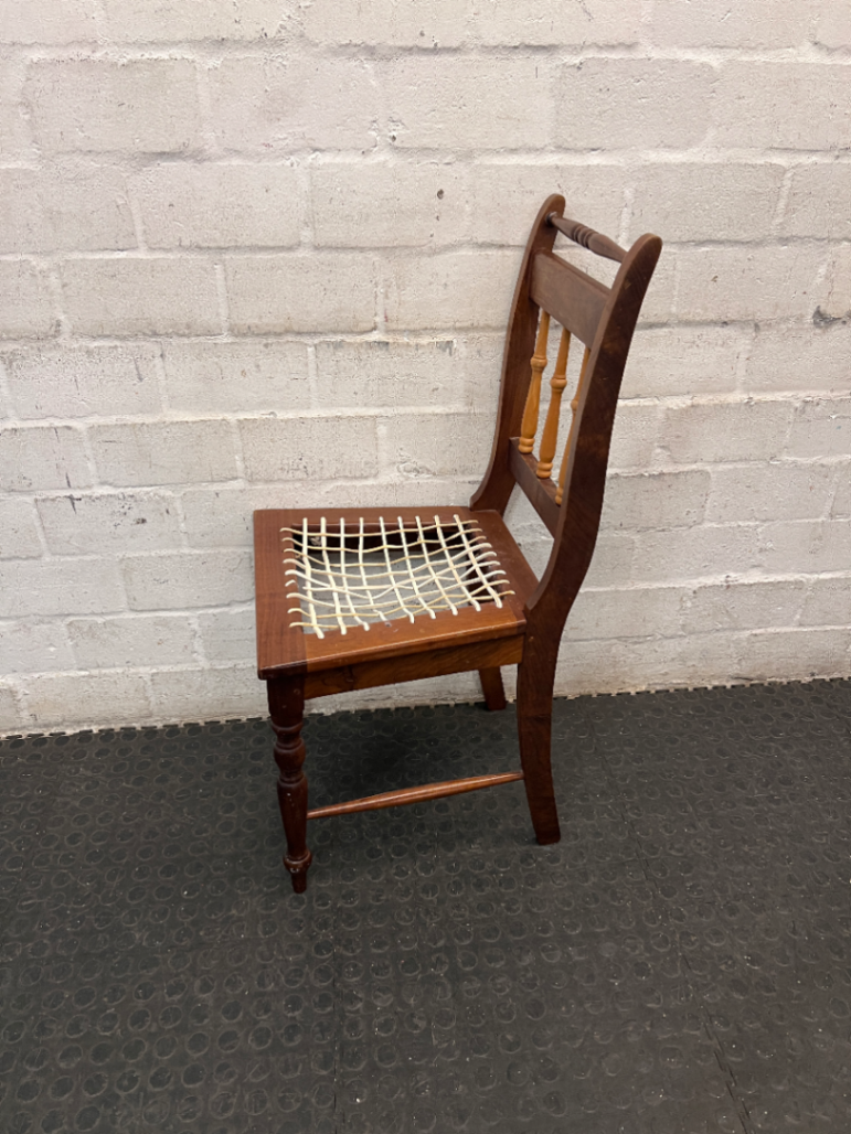 Vintage Dark Wood Dining Chair with Spindle Detail