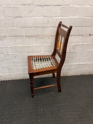 Vintage Dark Wood Dining Chair with Spindle Detail