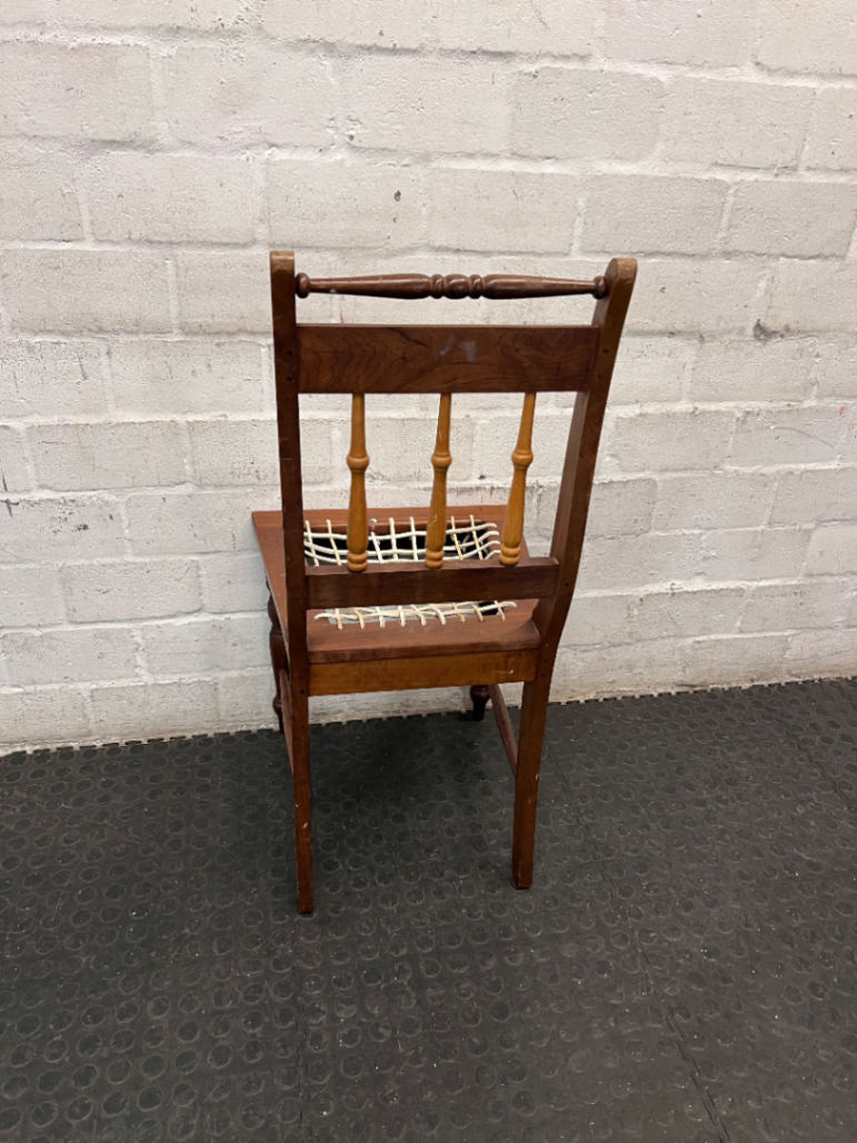 Vintage Dark Wood Dining Chair with Spindle Detail