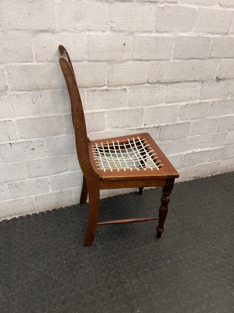 Vintage Dark Wood Dining Chair with Spindle Detail