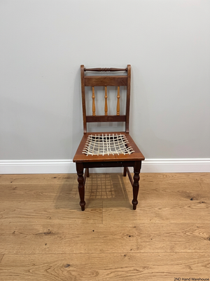 Vintage Dark Wood Dining Chair with Spindle Detail
