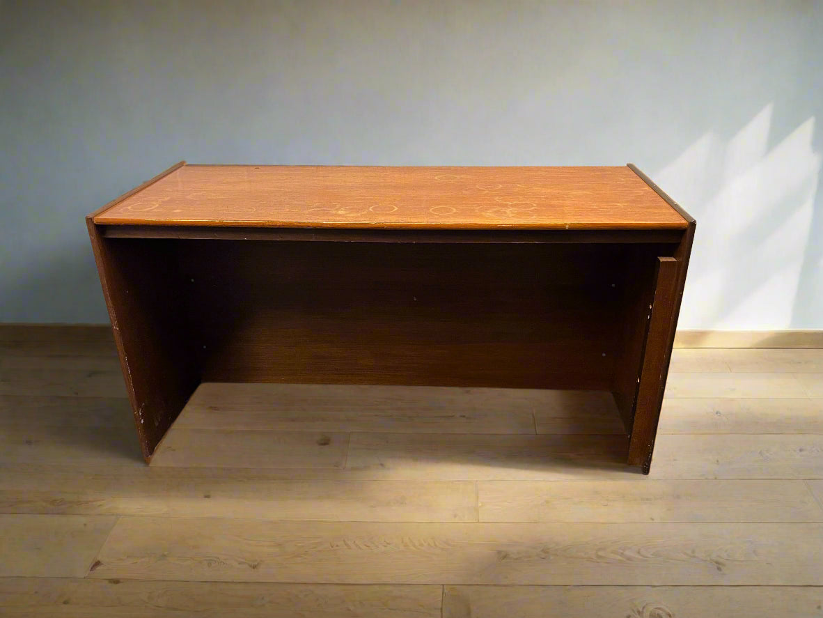 Vintage Dark Wood Writing Desk with Minor Scratches