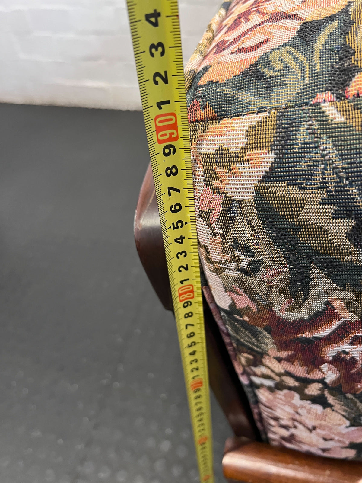 Vintage Floral 3-Seater Couch with Solid Wood Frame