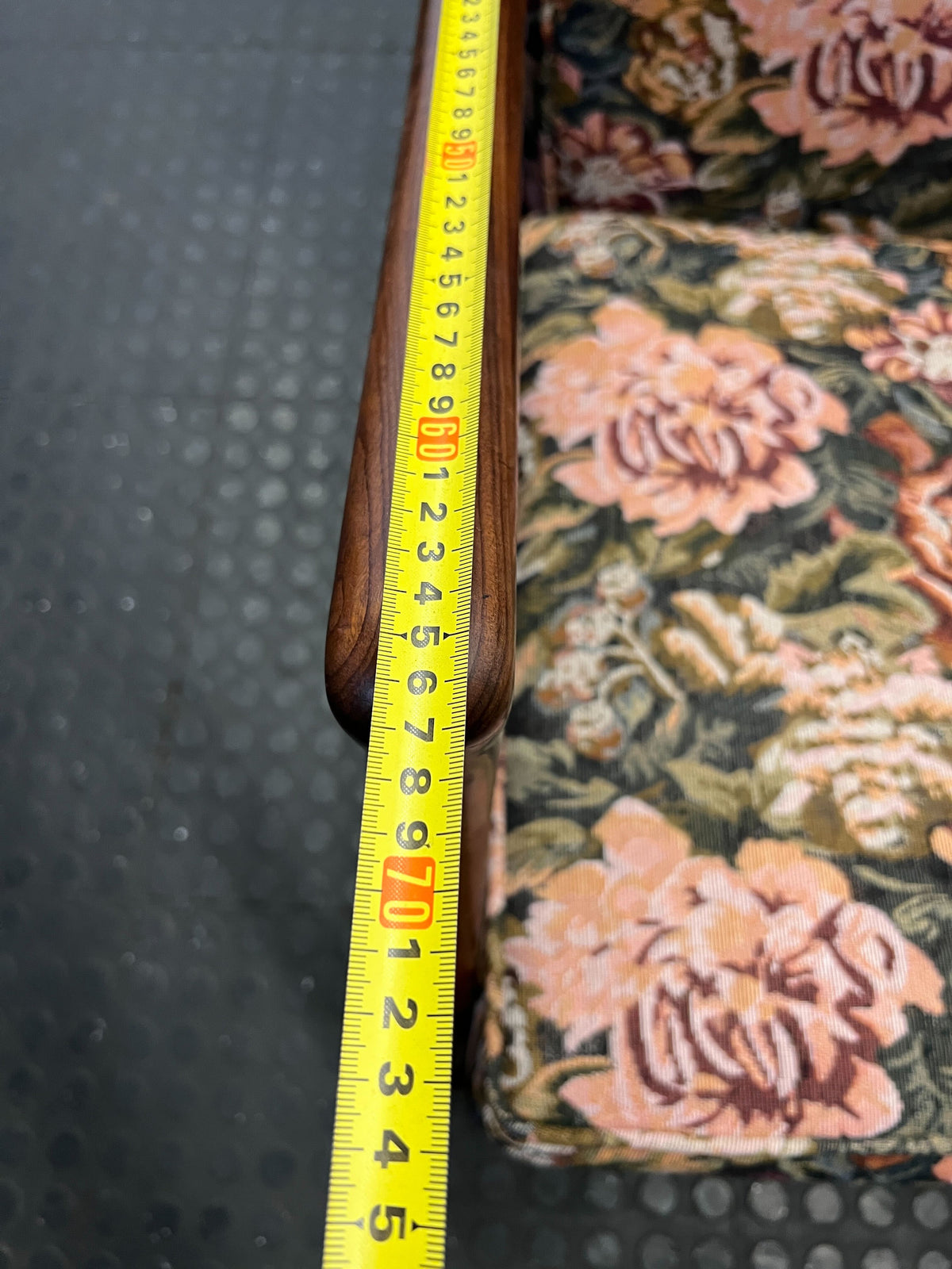 Vintage Floral 3-Seater Couch with Solid Wood Frame