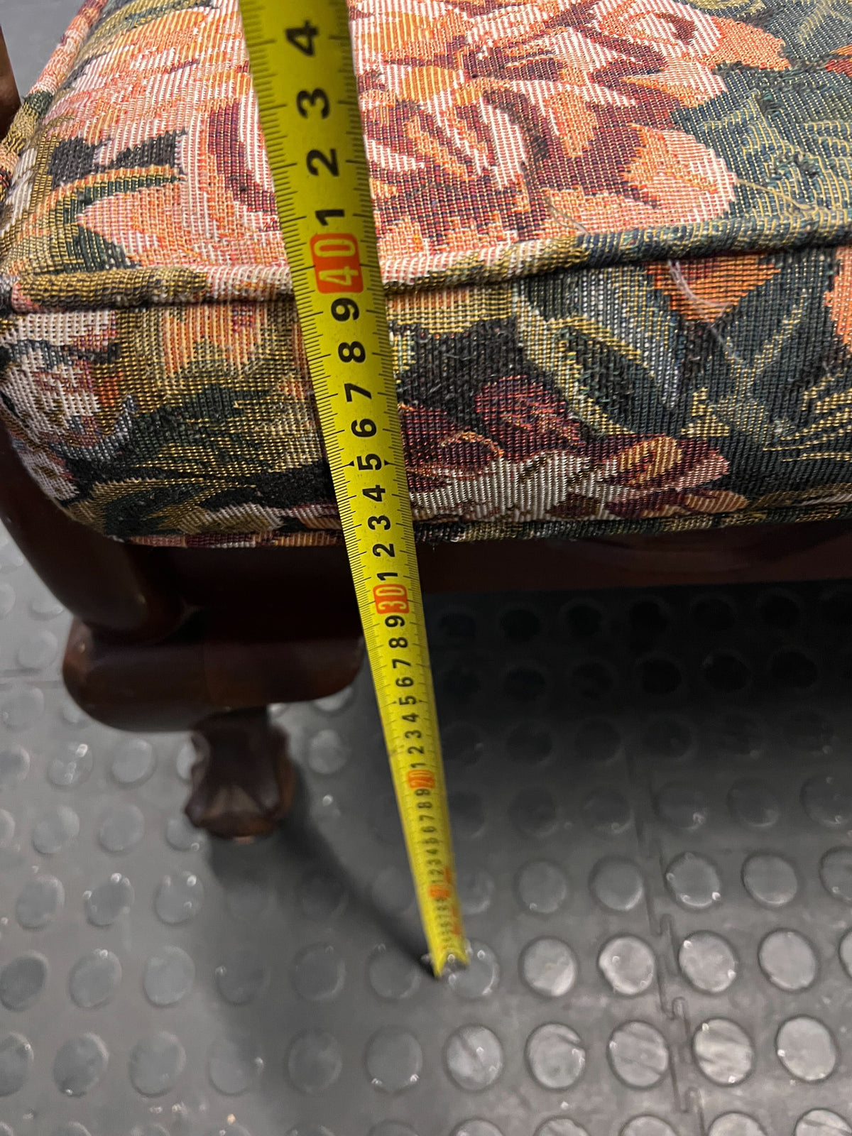 Vintage Floral 3-Seater Couch with Solid Wood Frame