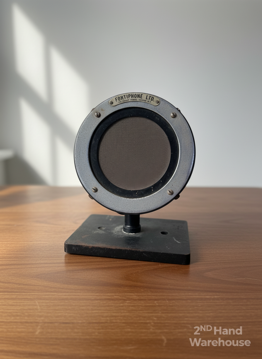 Vintage Fortiphone Microphone with Stand - Retro Studio Decor  UNTESTED✨