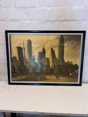 Vintage Framed Cityscape Port Scene Art Print - 2ndhandwarehouse.com