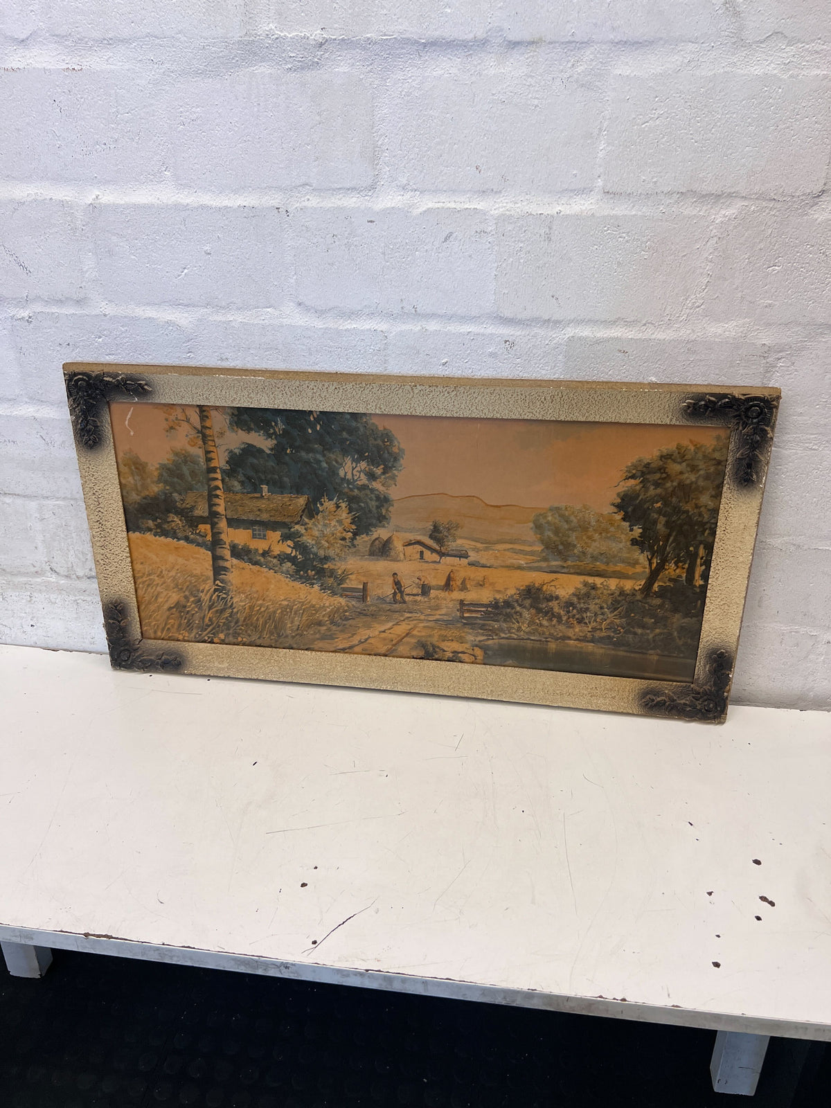 Vintage Framed Pastoral Landscape Print - 2ndhandwarehouse.com