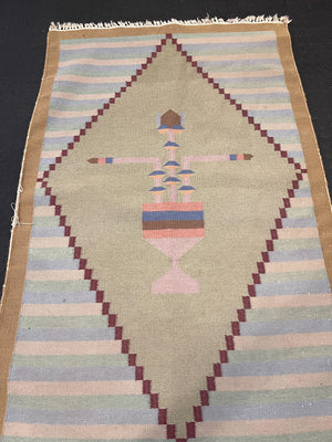 Vintage Geometric Pattern Area Rug – Soft Pastel Colors, Woven Fabric 1m x 1.5m - REDUCED