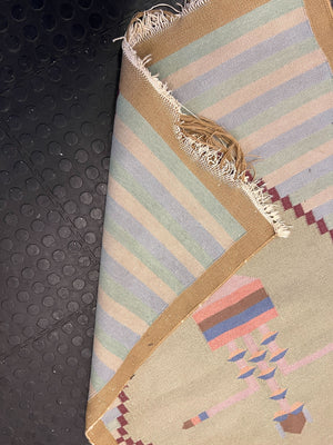 Vintage Geometric Pattern Area Rug – Soft Pastel Colors, Woven Fabric 1m x 1.5m - REDUCED