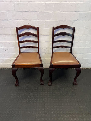 Vintage Ladder Back Dining Chair with Cabriole Legs