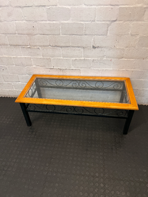 Vintage Metal Scrollwork Coffee Table with Glass Top - Good Condition - 2ndhandwarehouse.com