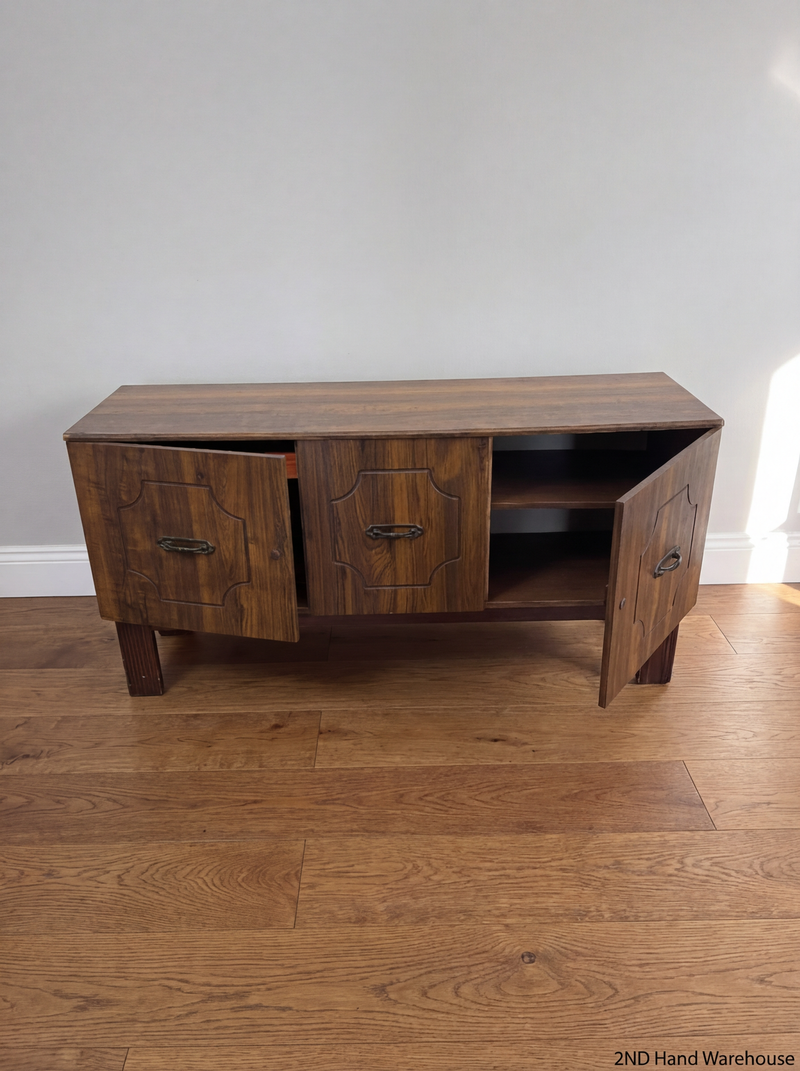 Vintage Mid-Century Style Sideboard with Storage & Red Lined Drawer - 2ndhandwarehouse.com