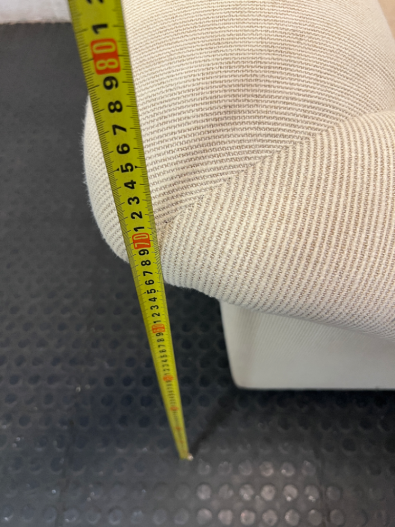 Vintage Off-White Corduroy 2 Seater Couch — Dusty Fabric with Small Water Marks