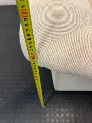 Vintage Off-White Corduroy 2 Seater Couch — Dusty Fabric with Small Water Marks