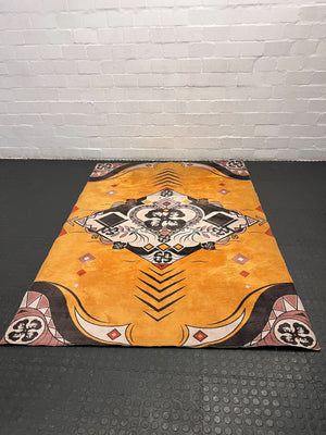 Vintage Orange and Black Geometric Area Rug – Slight Wear - PRICE DROP