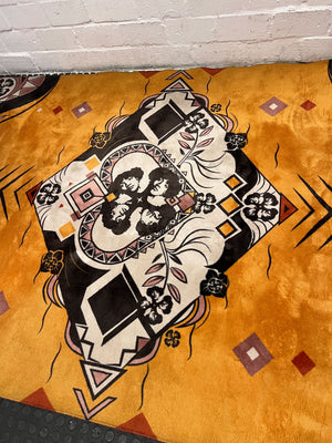 Vintage Orange and Black Geometric Area Rug – Slight Wear - PRICE DROP