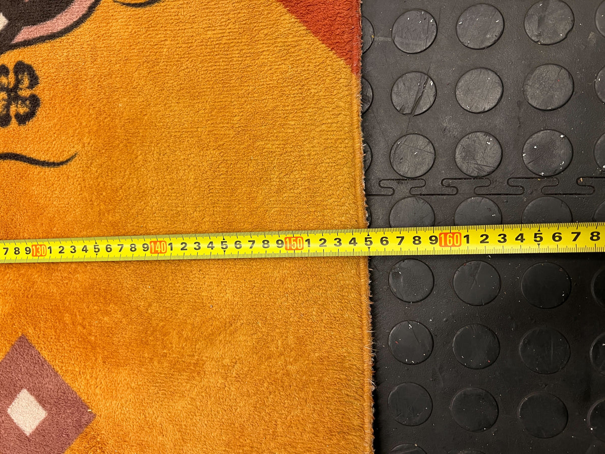 Vintage Orange and Black Geometric Area Rug – Slight Wear - PRICE DROP