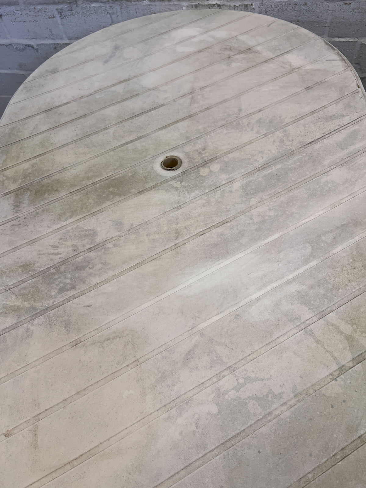 Vintage Oval White Plastic Garden Table with Minor Wear - 2ndhandwarehouse.com