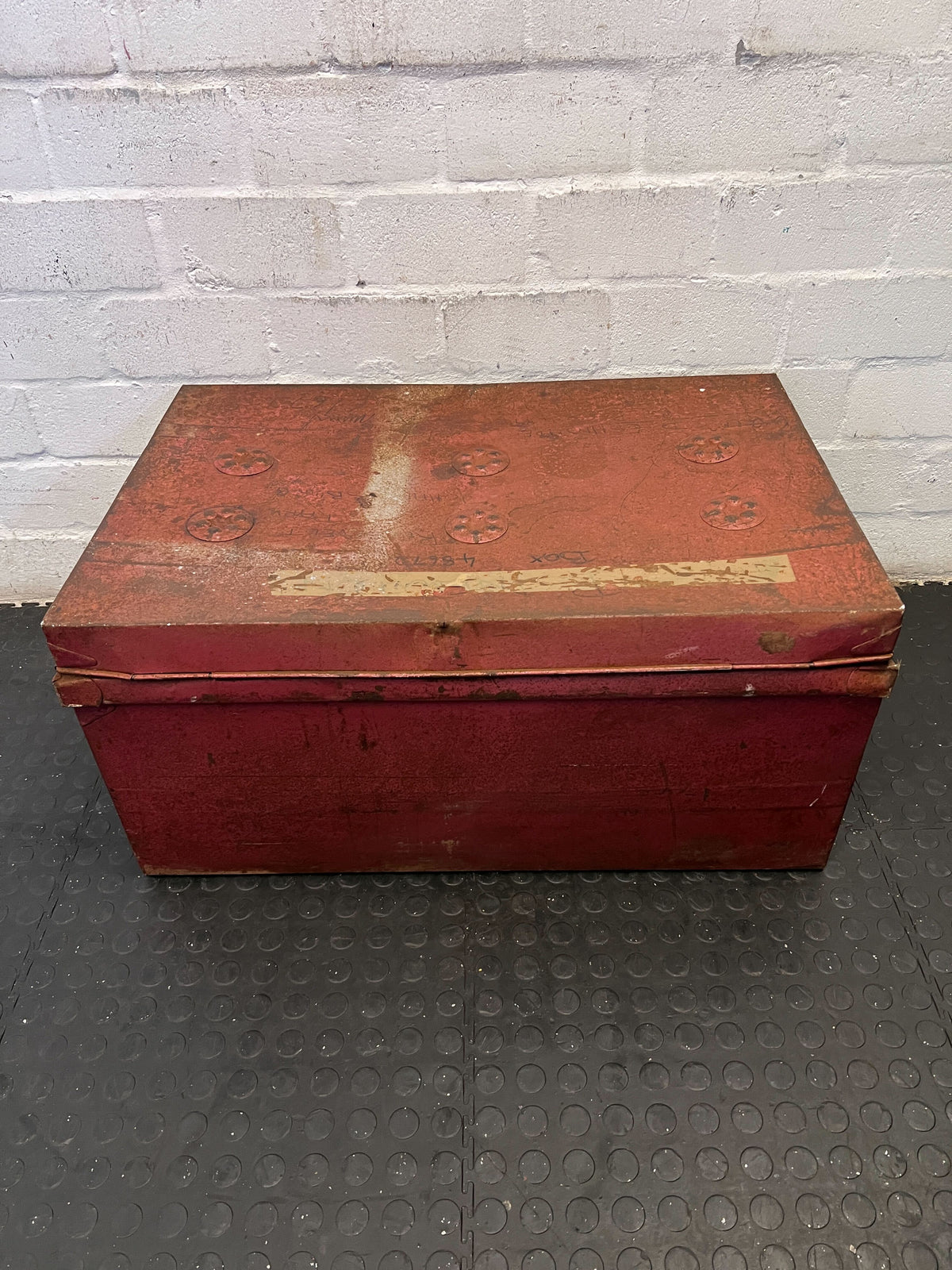 Vintage Red Wooden Storage Trunk with Character and Style