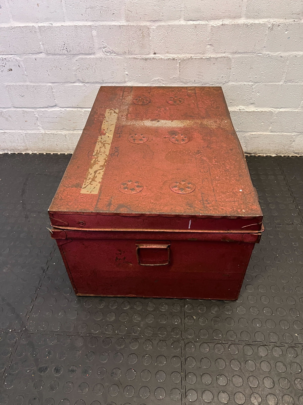 Vintage Red Wooden Storage Trunk with Character and Style