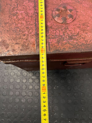 Vintage Red Wooden Storage Trunk with Character and Style