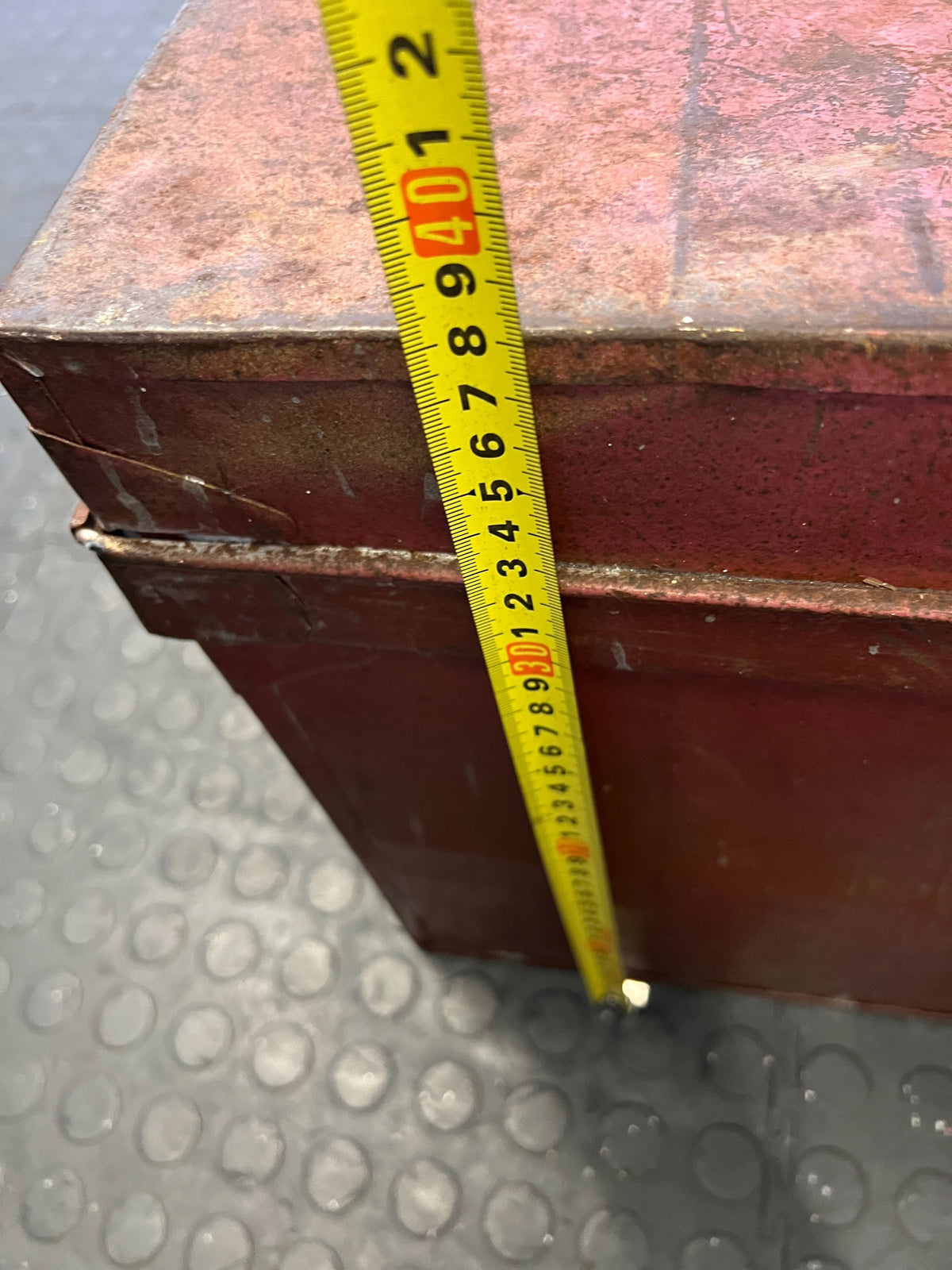 Vintage Red Wooden Storage Trunk with Character and Style