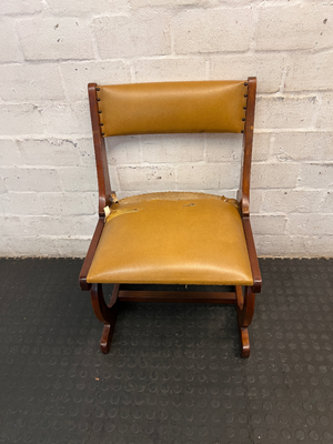Vintage Sleigh Leg Dining Chair with Mustard Upholstery — Seat Upholstery Damaged and Requires Repair - 2ndhandwarehouse.com