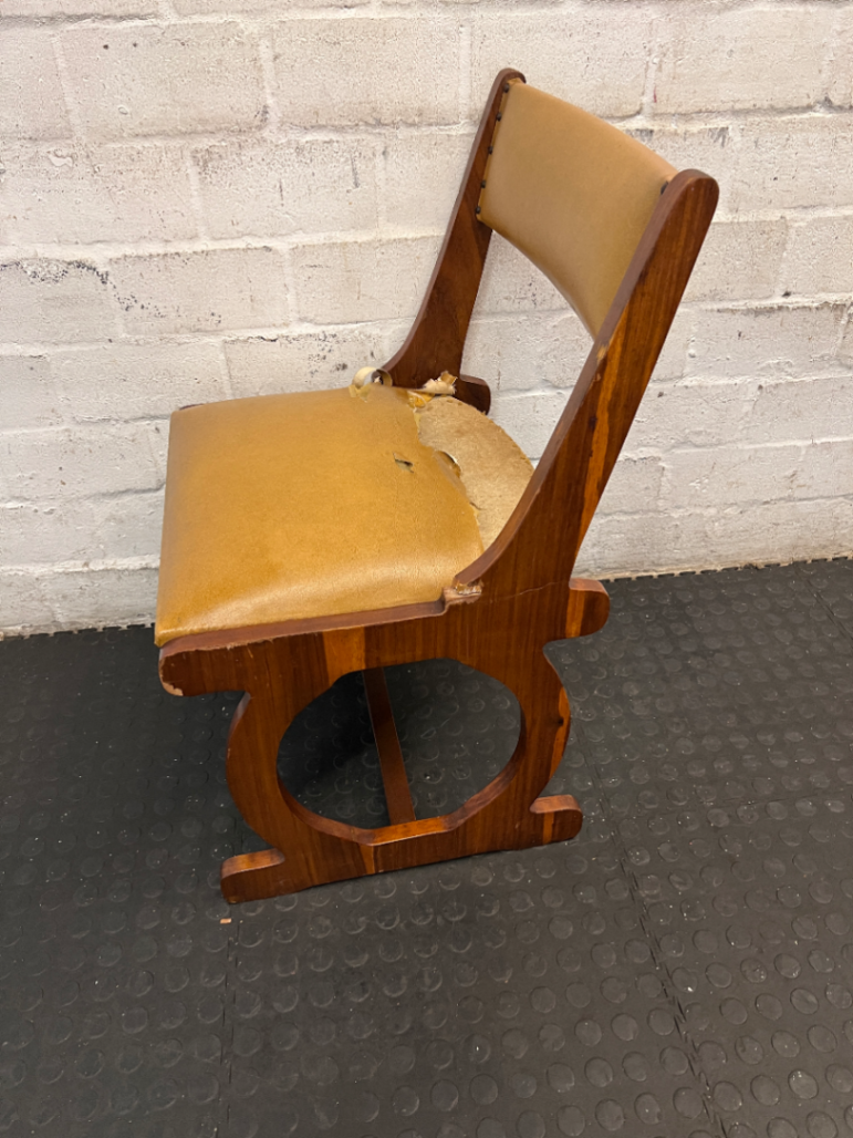 Vintage Sleigh Leg Dining Chair with Mustard Upholstery — Seat Upholstery Damaged and Requires Repair - 2ndhandwarehouse.com