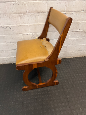 Vintage Sleigh Leg Dining Chair with Mustard Upholstery — Seat Upholstery Damaged and Requires Repair - 2ndhandwarehouse.com