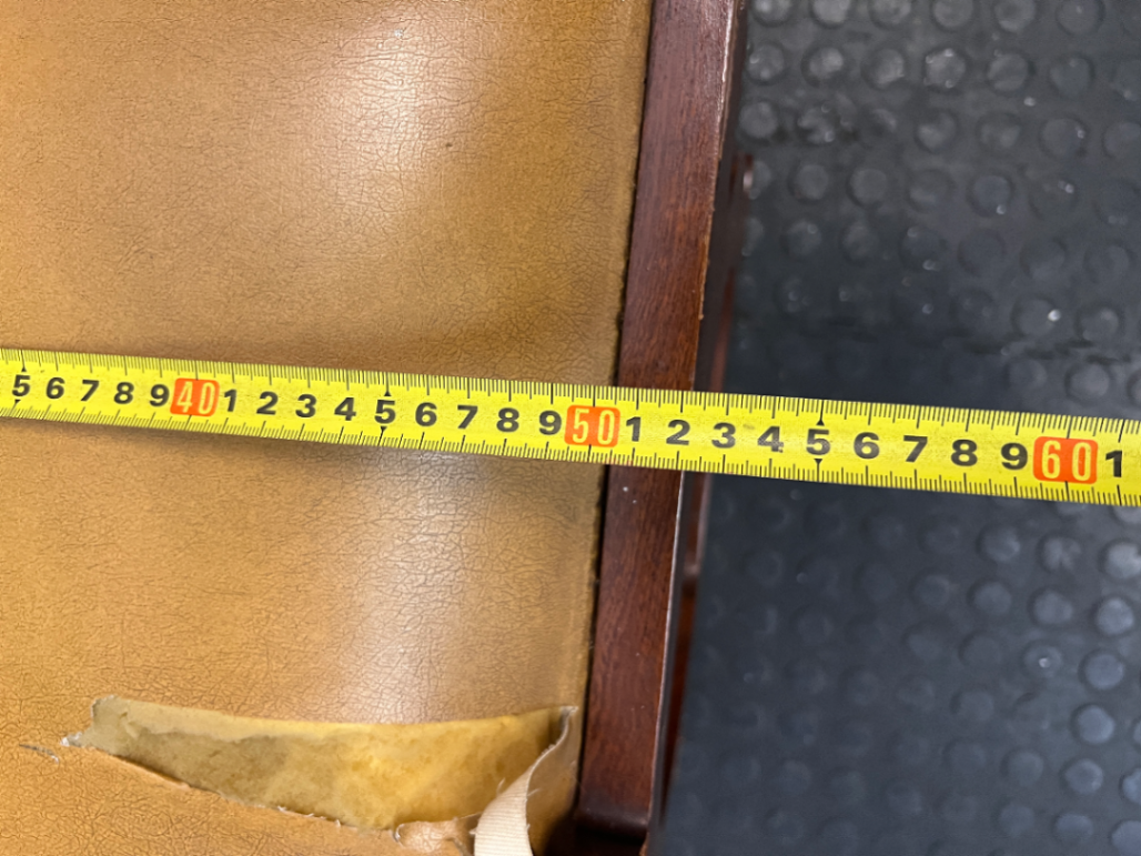 Vintage Sleigh Leg Dining Chair with Mustard Upholstery — Seat Upholstery Damaged and Requires Repair - 2ndhandwarehouse.com