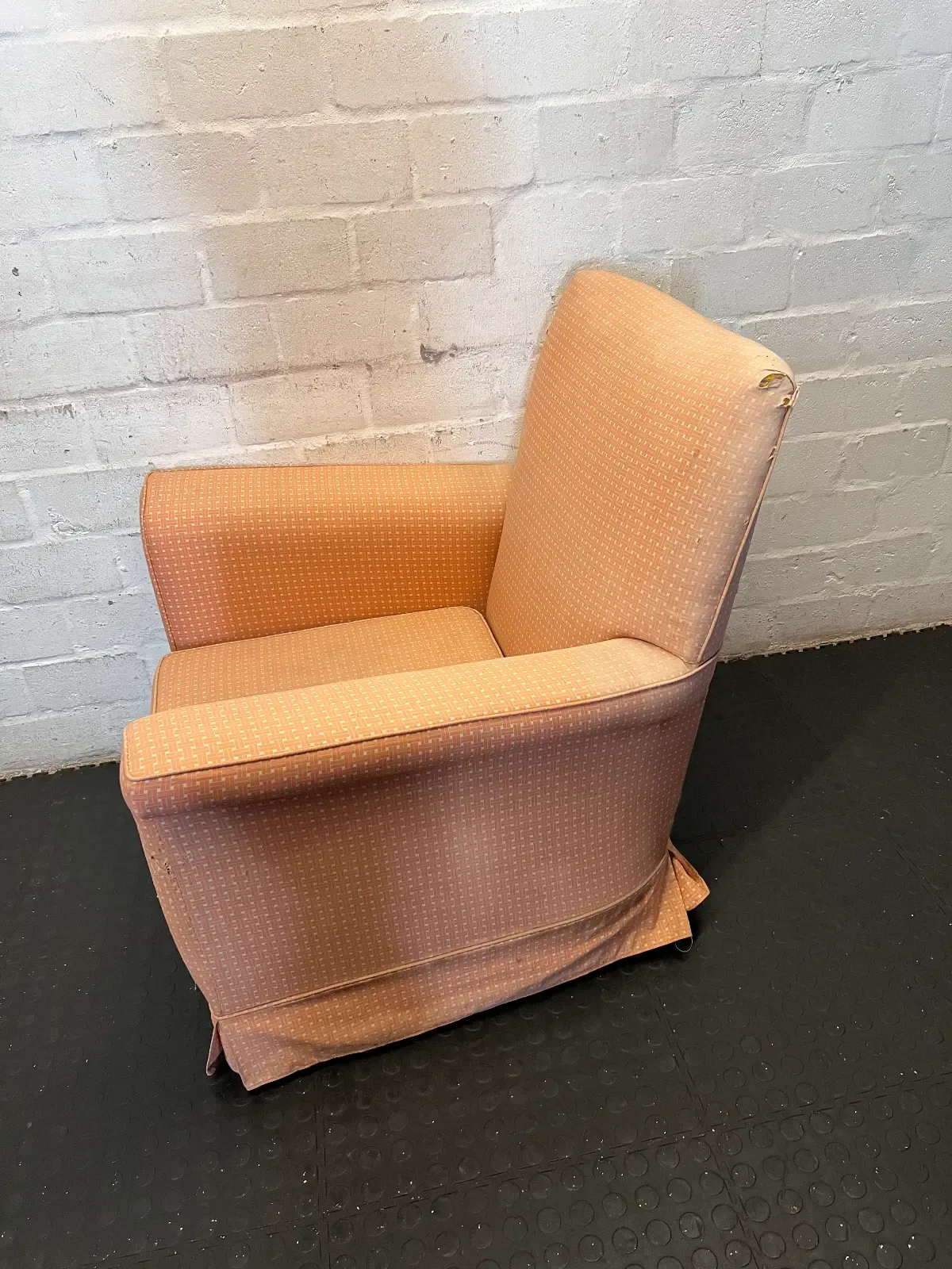 Vintage Style Pink Checkered Armchairs - Set of 2 (For Re-upholstery) - 2ndhandwarehouse.com