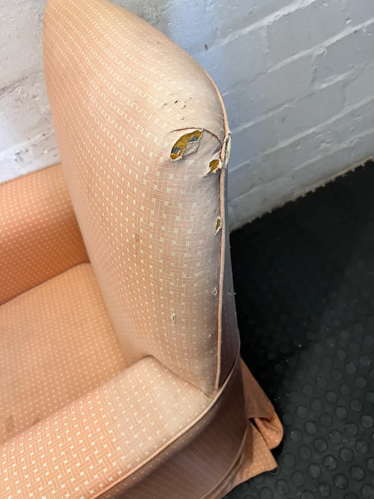 Vintage Style Pink Checkered Armchairs - Set of 2 (For Re-upholstery) - 2ndhandwarehouse.com