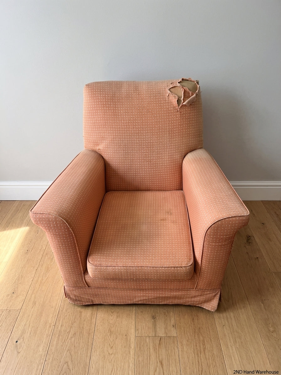 Vintage Style Pink Checkered Armchairs - Set of 2 (For Re-upholstery) - 2ndhandwarehouse.com