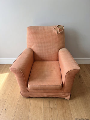 Vintage Style Pink Checkered Armchairs - Set of 2 (For Re-upholstery) - 2ndhandwarehouse.com