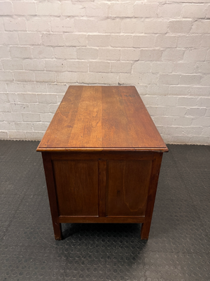 Vintage Style Wooden Double Pedestal Office Desk — Fair Condition with Visible Wear