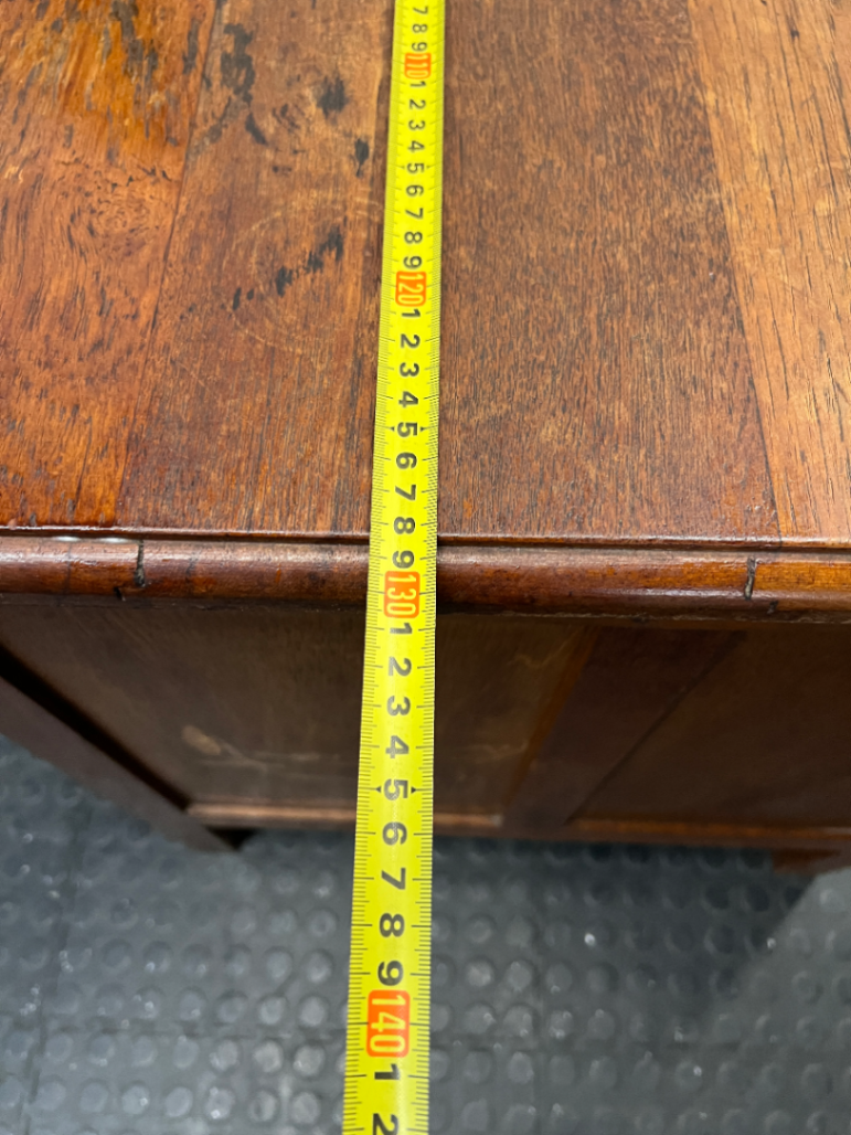 Vintage Style Wooden Double Pedestal Office Desk — Fair Condition with Visible Wear