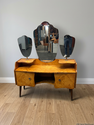Vintage Triple Mirror Dressing Table — Fair Condition with Visible Wear
