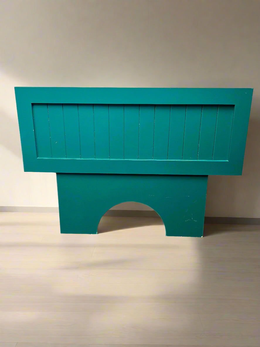Vintage Turquoise Wooden Queen Sized Headboard – Unique Design - REDUCED