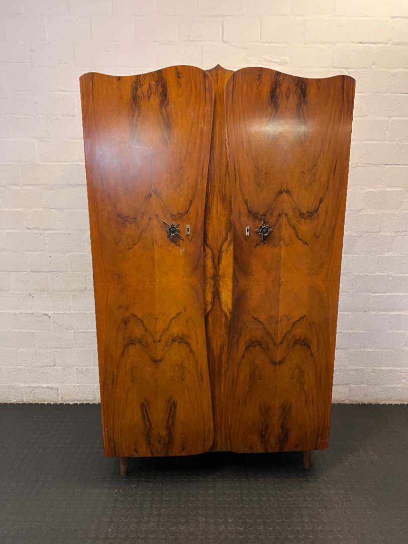 Vintage Wavy Wardrobe - One Leg Damaged - Needs Repair - 2ndhandwarehouse.com