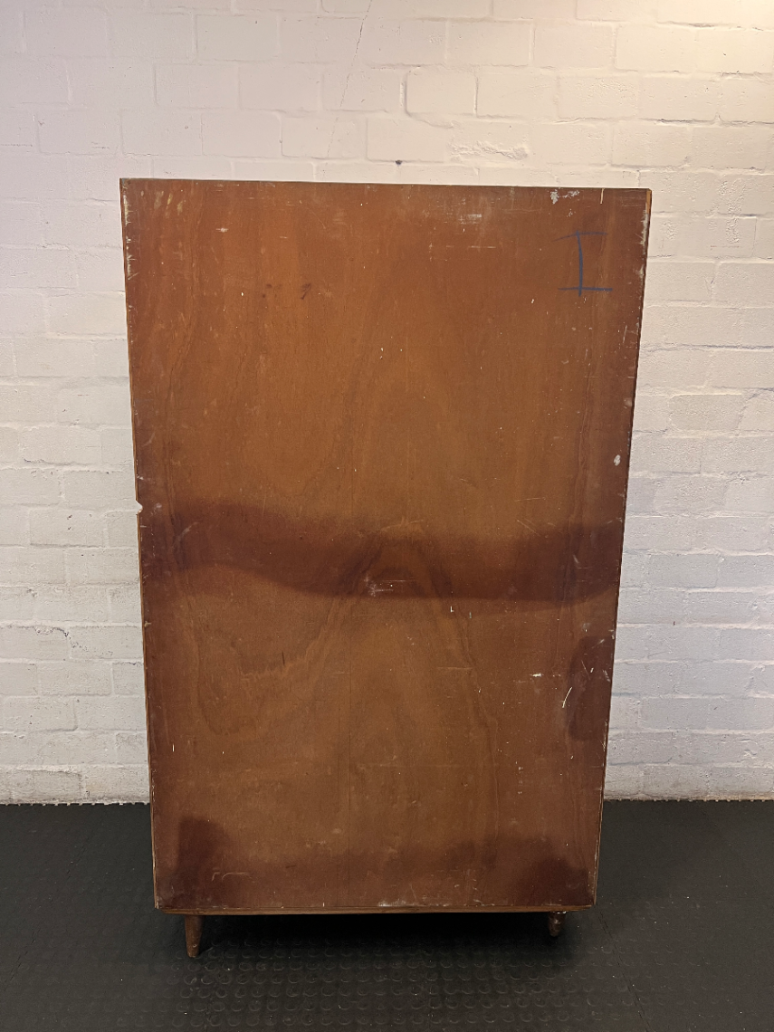 Vintage Wavy Wardrobe - One Leg Damaged - Needs Repair - 2ndhandwarehouse.com