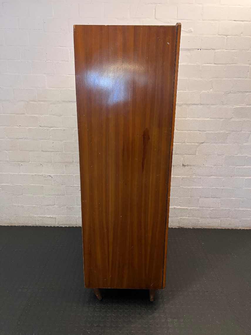 Vintage Wavy Wardrobe - One Leg Damaged - Needs Repair - 2ndhandwarehouse.com