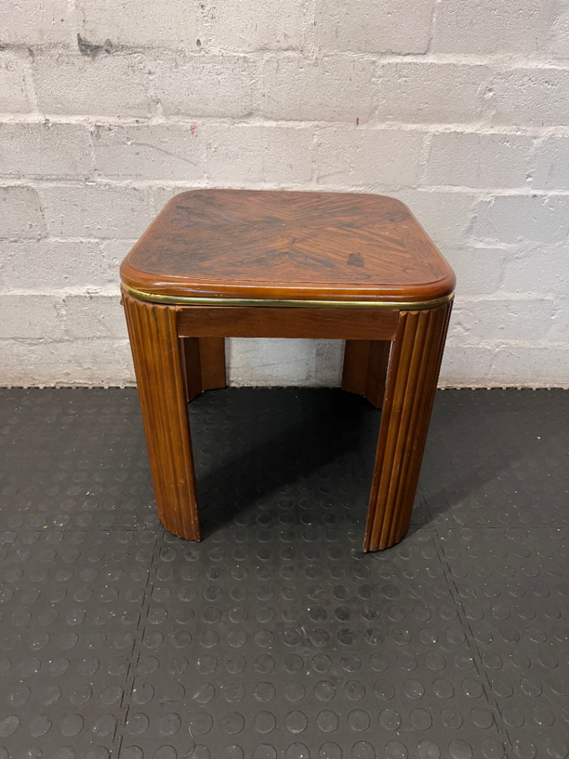 Vintage Wood Side Table - Broken Leg & Finish Wear for Restoration - 2ndhandwarehouse.com