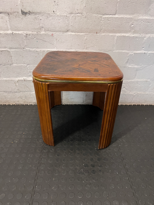 Vintage Wood Side Table - Broken Leg & Finish Wear for Restoration - 2ndhandwarehouse.com